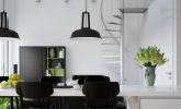 Triple-D-Modern-Monochrome-Green-Apartment-dining-metallic-staircase-600x666